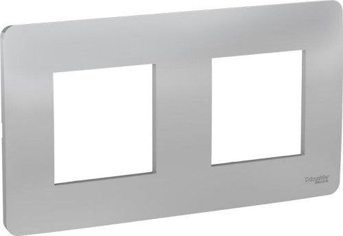 Рамка универсальная Schneider Electric Unica Studio 2-м. алюминий картинка